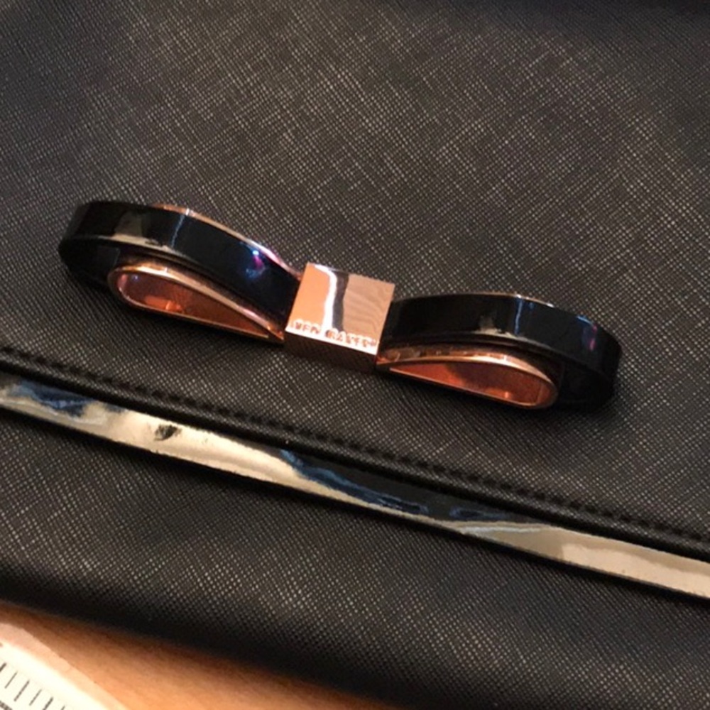 Ted Baker black and rose gold clutch purse